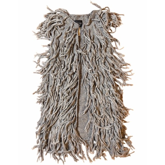 MM Couture Sweaters - MM Couture by Miss Me Gray Fringe Longline Sweater Vest NWT Size Large